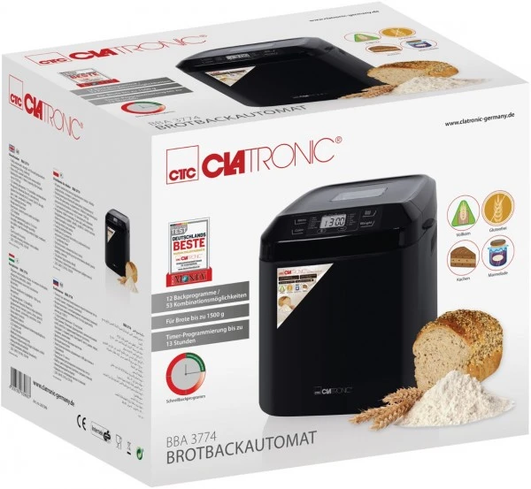 Brotbackautomaten Clatronic BBA 3774 Brotbackautomat Schwarz 4 Brotbackautomaten Clatronic BBA 3774 Brotbackautomat Schwarz – Bild 4